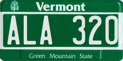 VT license plate ALA320