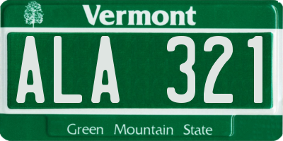 VT license plate ALA321