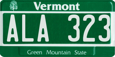 VT license plate ALA323