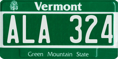 VT license plate ALA324