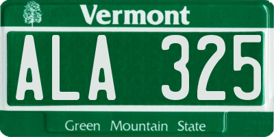 VT license plate ALA325