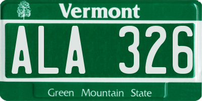 VT license plate ALA326