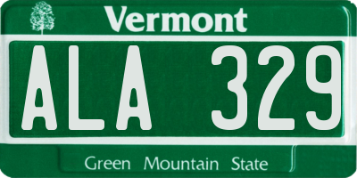 VT license plate ALA329