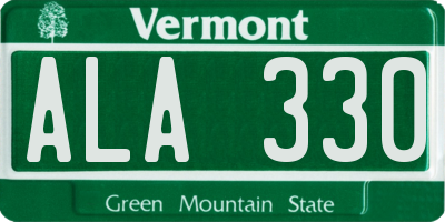 VT license plate ALA330