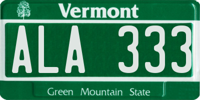 VT license plate ALA333