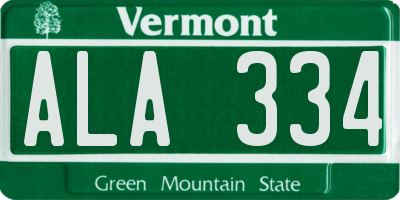 VT license plate ALA334
