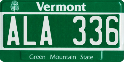 VT license plate ALA336