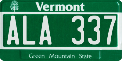 VT license plate ALA337