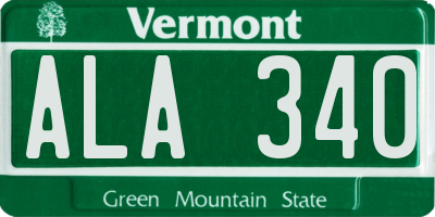 VT license plate ALA340