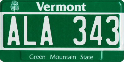 VT license plate ALA343