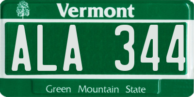 VT license plate ALA344