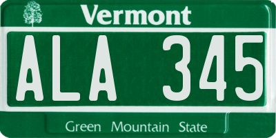 VT license plate ALA345