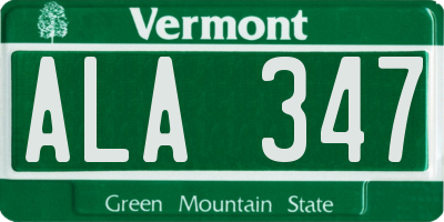 VT license plate ALA347