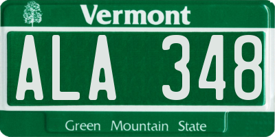 VT license plate ALA348