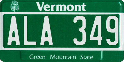 VT license plate ALA349