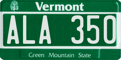 VT license plate ALA350