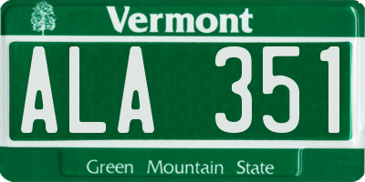 VT license plate ALA351