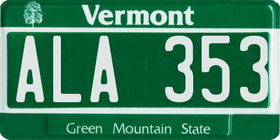 VT license plate ALA353