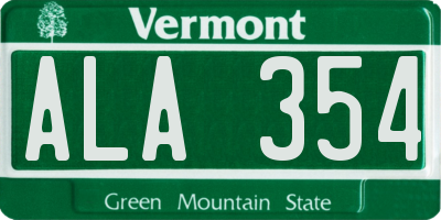 VT license plate ALA354
