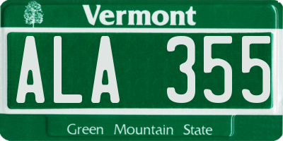 VT license plate ALA355