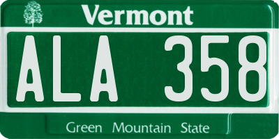 VT license plate ALA358