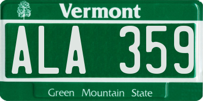 VT license plate ALA359