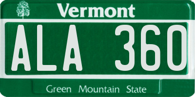 VT license plate ALA360