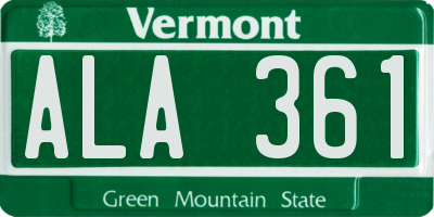VT license plate ALA361