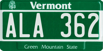 VT license plate ALA362