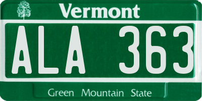 VT license plate ALA363