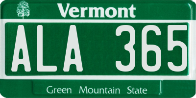 VT license plate ALA365