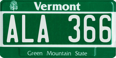 VT license plate ALA366