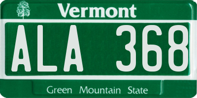 VT license plate ALA368