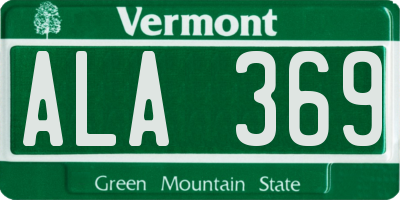 VT license plate ALA369