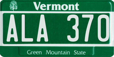 VT license plate ALA370