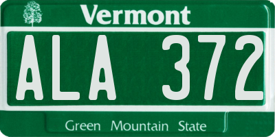 VT license plate ALA372