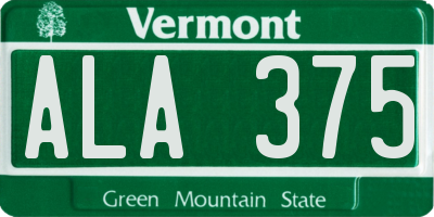 VT license plate ALA375