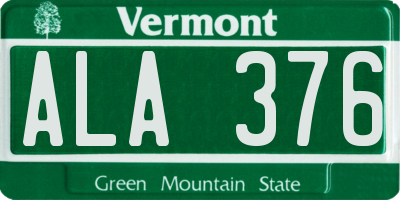 VT license plate ALA376