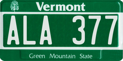 VT license plate ALA377