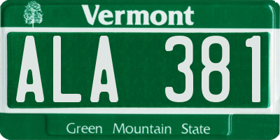 VT license plate ALA381