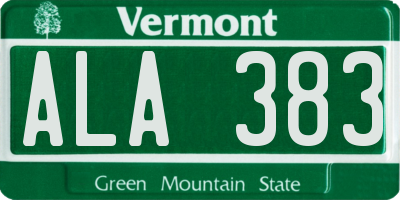 VT license plate ALA383
