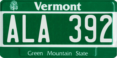 VT license plate ALA392