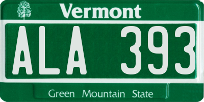 VT license plate ALA393
