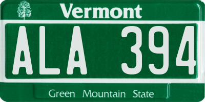 VT license plate ALA394