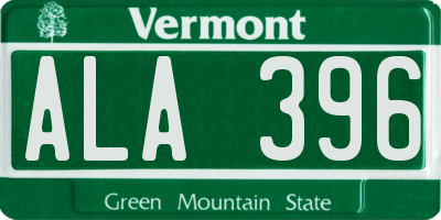 VT license plate ALA396