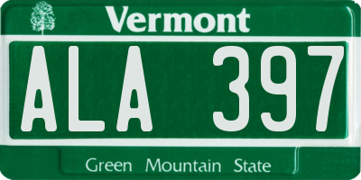 VT license plate ALA397