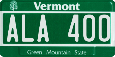 VT license plate ALA400