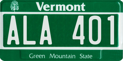VT license plate ALA401