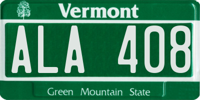 VT license plate ALA408