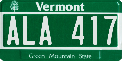 VT license plate ALA417